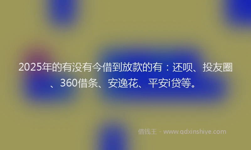 2025年的有没有今借到放款的有：还呗、投友圈、360借条、安逸花、平安i贷等。