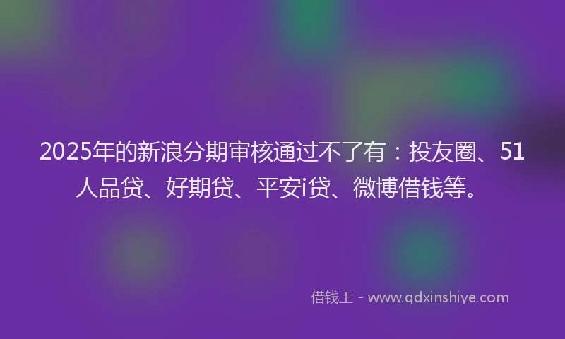 2025年的新浪分期审核通过不了有：投友圈、51人品贷、好期贷、平安i贷、微博借钱等。