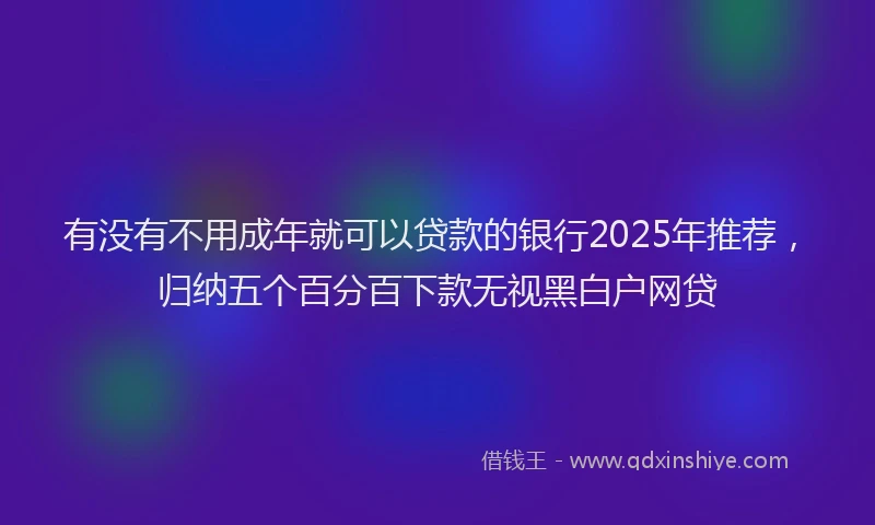 有没有不用成年就可以贷款的银行2025年推荐，归纳五个百分百下款无视黑白户网贷