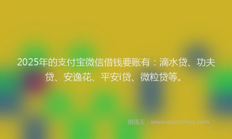 2025年的支付宝微信借钱要账有：滴水贷、功夫贷、安逸花、平安i贷、微粒贷等。