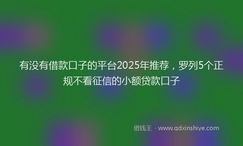 有没有借款口子的平台2025年推荐，罗列5个正规不看征信的小额贷款口子