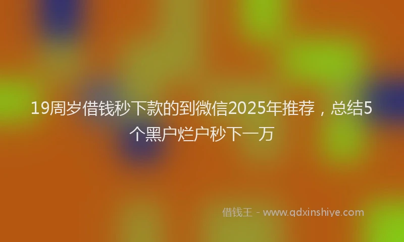 19周岁借钱秒下款的到微信2025年推荐，总结5个黑户烂户秒下一万