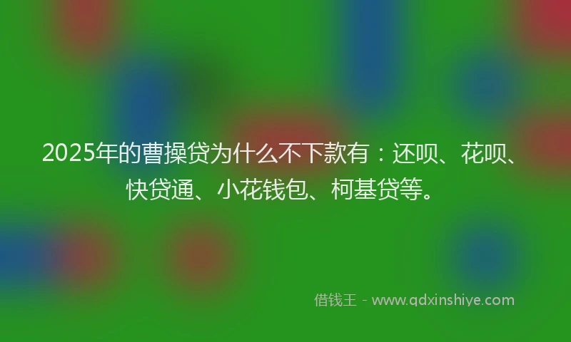 2025年的曹操贷为什么不下款有：还呗、花呗、快贷通、小花钱包、柯基贷等。