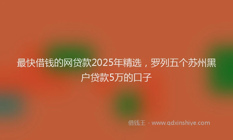 最快借钱的网贷款2025年精选，罗列五个苏州黑户贷款5万的口子