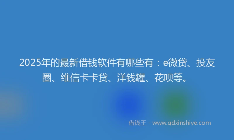 2025年的最新借钱软件有哪些有：e微贷、投友圈、维信卡卡贷、洋钱罐、花呗等。