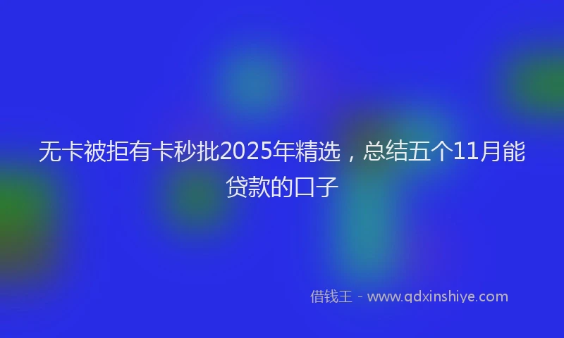 无卡被拒有卡秒批2025年精选，总结五个11月能贷款的口子