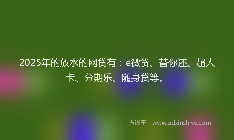 2025年的放水的网贷有：e微贷、替你还、超人卡、分期乐、随身贷等。