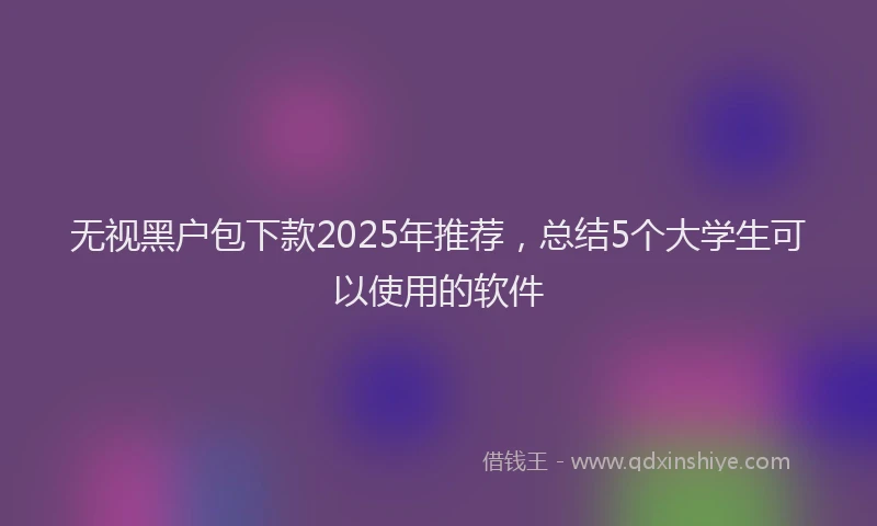 无视黑户包下款2025年推荐，总结5个大学生可以使用的软件