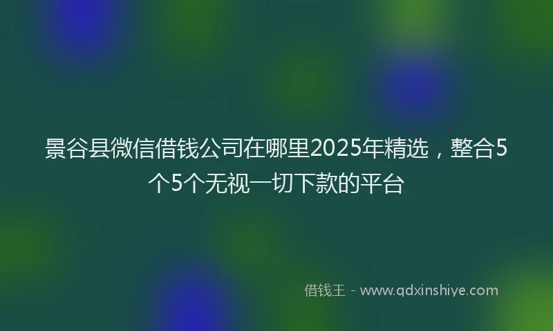 景谷县微信借钱公司在哪里2025年精选，整合5个5个无视一切下款的平台