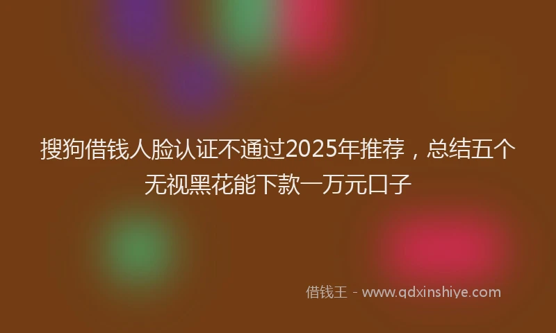 搜狗借钱人脸认证不通过2025年推荐，总结五个无视黑花能下款一万元口子