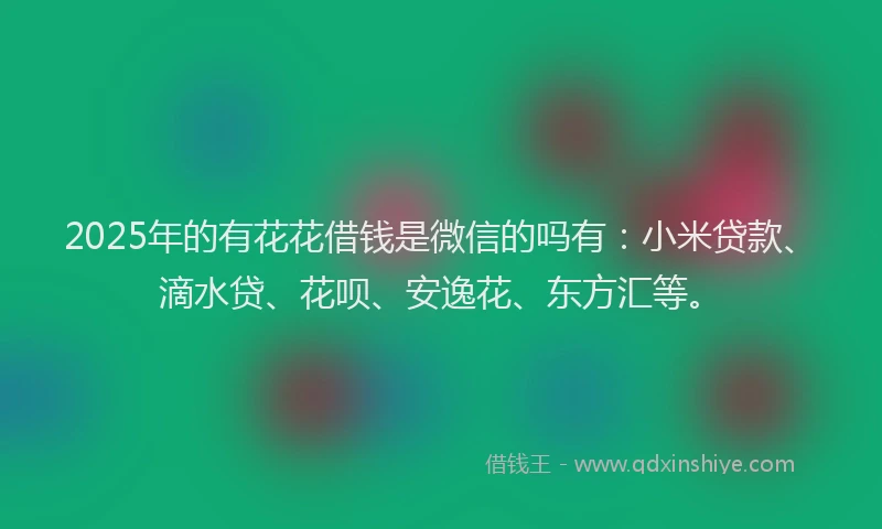2025年的有花花借钱是微信的吗有：小米贷款、滴水贷、花呗、安逸花、东方汇等。
