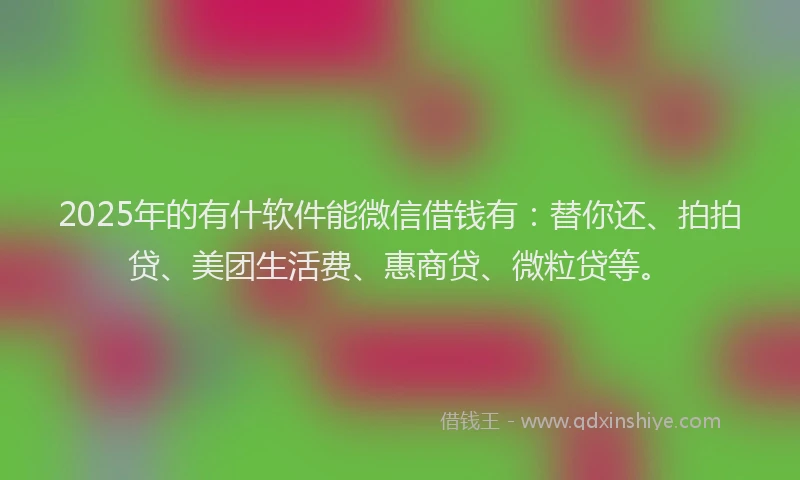 2025年的有什软件能微信借钱有：替你还、拍拍贷、美团生活费、惠商贷、微粒贷等。