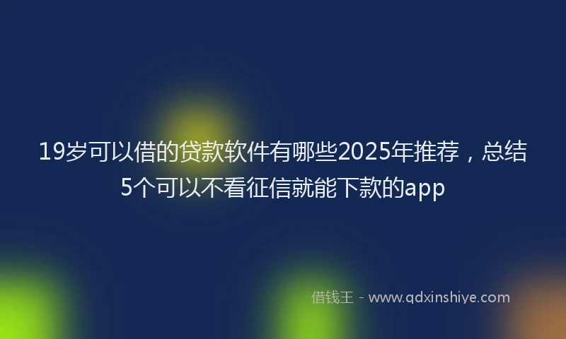19岁可以借的贷款软件有哪些2025年推荐，总结5个可以不看征信就能下款的app