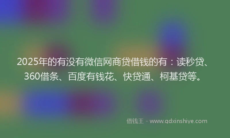 2025年的有没有微信网商贷借钱的有：读秒贷、360借条、百度有钱花、快贷通、柯基贷等。