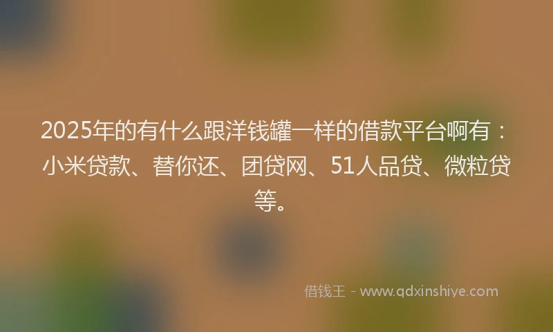 2025年的有什么跟洋钱罐一样的借款平台啊有：小米贷款、替你还、团贷网、51人品贷、微粒贷等。