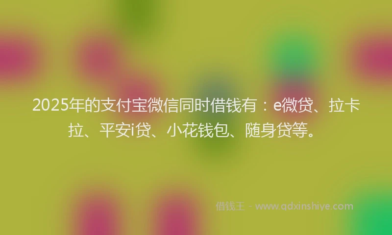 2025年的支付宝微信同时借钱有：e微贷、拉卡拉、平安i贷、小花钱包、随身贷等。