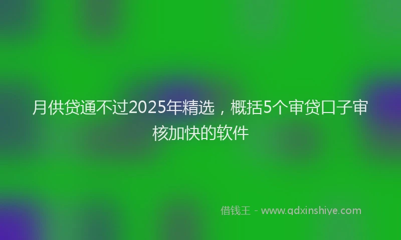 月供贷通不过2025年精选，概括5个审贷口子审核加快的软件