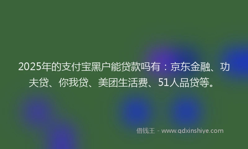 2025年的支付宝黑户能贷款吗有：京东金融、功夫贷、你我贷、美团生活费、51人品贷等。