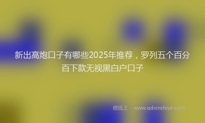 新出高炮口子有哪些2025年推荐，罗列五个百分百下款无视黑白户口子