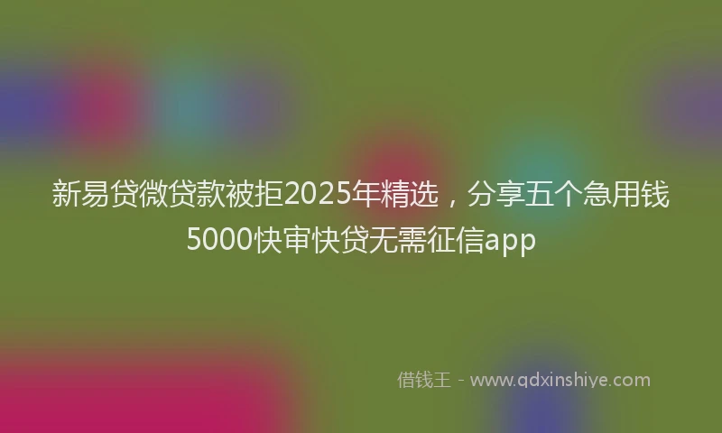 新易贷微贷款被拒2025年精选，分享五个急用钱5000快审快贷无需征信app