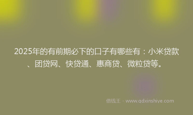 2025年的有前期必下的口子有哪些有：小米贷款、团贷网、快贷通、惠商贷、微粒贷等。
