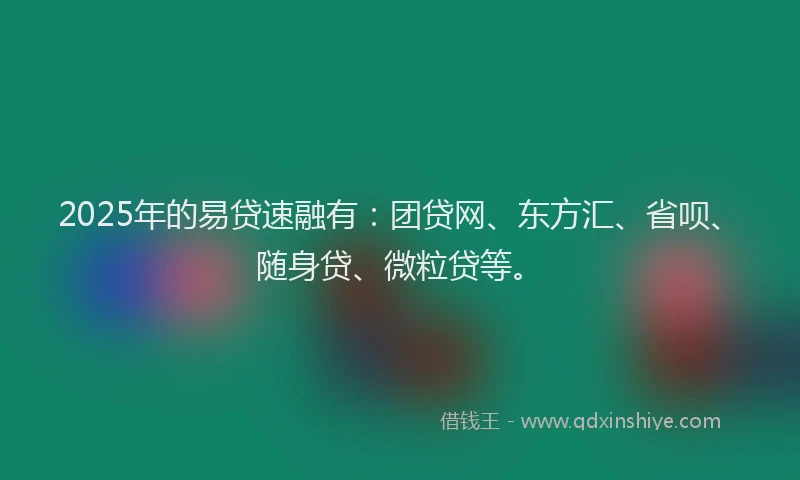 2025年的易贷速融有：团贷网、东方汇、省呗、随身贷、微粒贷等。