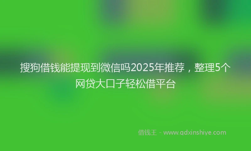 搜狗借钱能提现到微信吗2025年推荐，整理5个网贷大口子轻松借平台