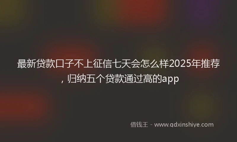 最新贷款口子不上征信七天会怎么样2025年推荐，归纳五个贷款通过高的app