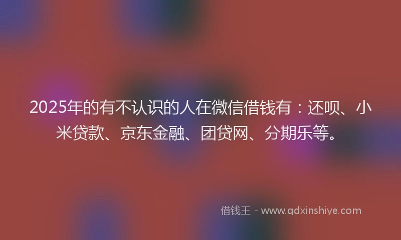 2025年的有不认识的人在微信借钱有：还呗、小米贷款、京东金融、团贷网、分期乐等。