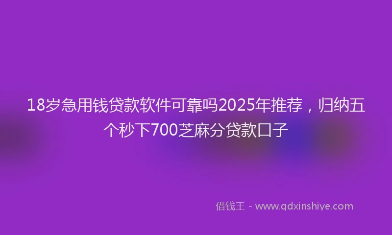 18岁急用钱贷款软件可靠吗2025年推荐，归纳五个秒下700芝麻分贷款口子