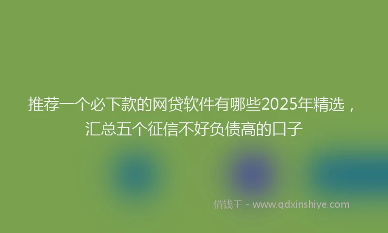 推荐一个必下款的网贷软件有哪些2025年精选，汇总五个征信不好负债高的口子