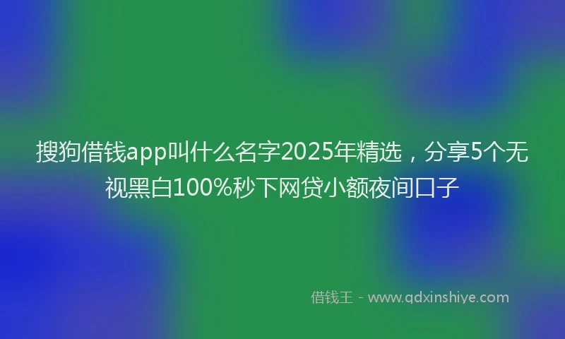 搜狗借钱app叫什么名字2025年精选，分享5个无视黑白100%秒下网贷小额夜间口子