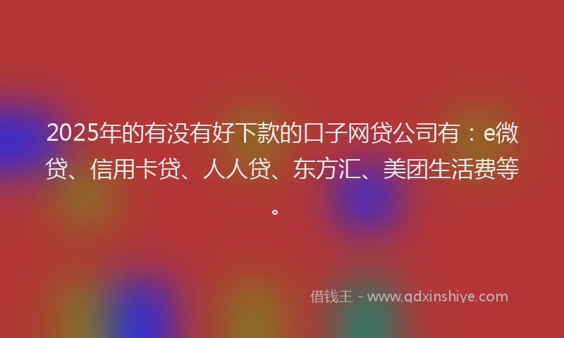 2025年的有没有好下款的口子网贷公司有：e微贷、信用卡贷、人人贷、东方汇、美团生活费等。