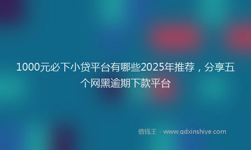 1000元必下小贷平台有哪些2025年推荐，分享五个网黑逾期下款平台