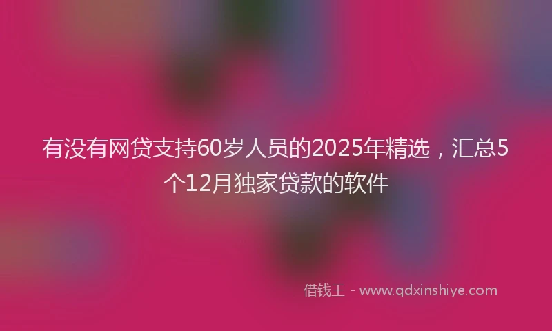 有没有网贷支持60岁人员的2025年精选，汇总5个12月独家贷款的软件