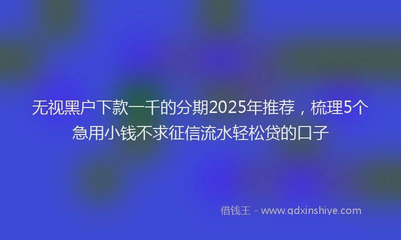 无视黑户下款一千的分期2025年推荐，梳理5个急用小钱不求征信流水轻松贷的口子