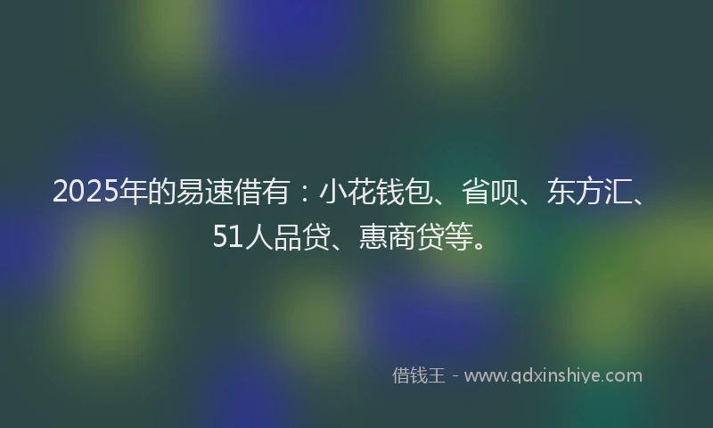 2025年的易速借有：小花钱包、省呗、东方汇、51人品贷、惠商贷等。