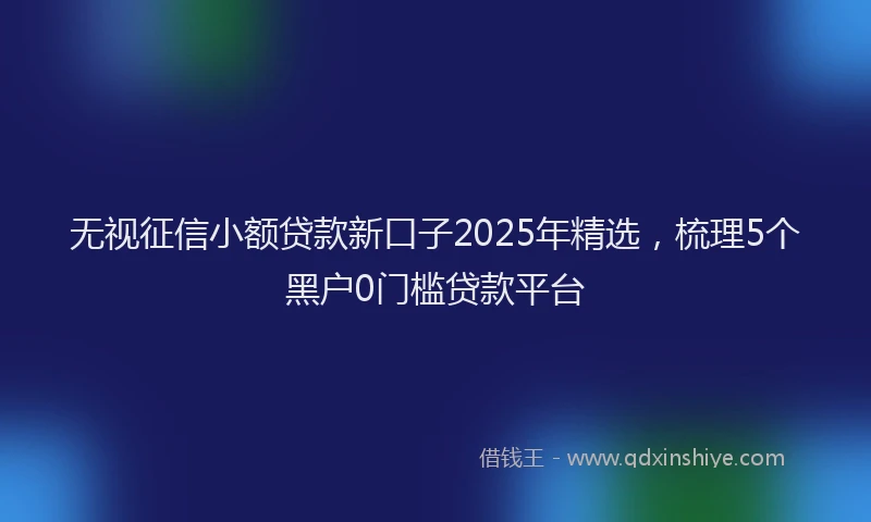 无视征信小额贷款新口子2025年精选，梳理5个黑户0门槛贷款平台