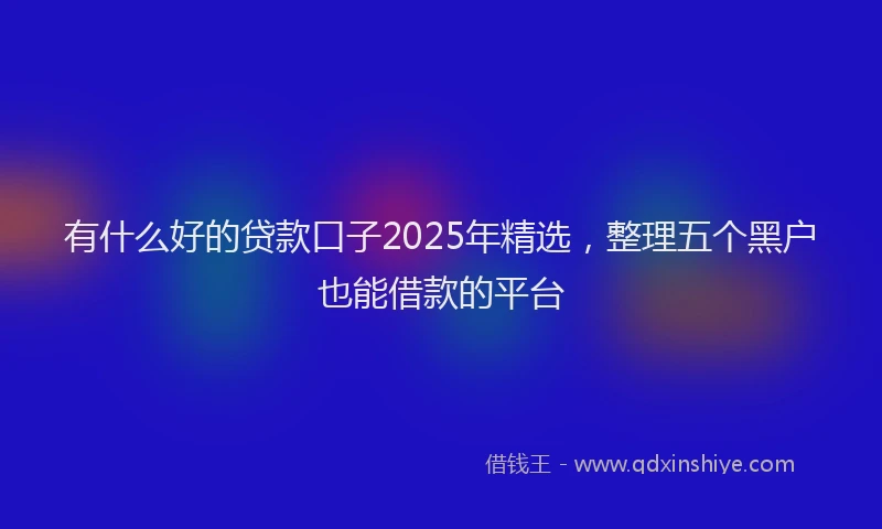 有什么好的贷款口子2025年精选，整理五个黑户也能借款的平台