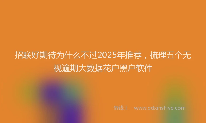 招联好期待为什么不过2025年推荐，梳理五个无视逾期大数据花户黑户软件