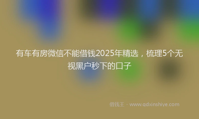 有车有房微信不能借钱2025年精选，梳理5个无视黑户秒下的口子