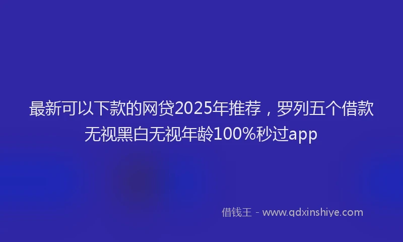 最新可以下款的网贷2025年推荐，罗列五个借款无视黑白无视年龄100%秒过app
