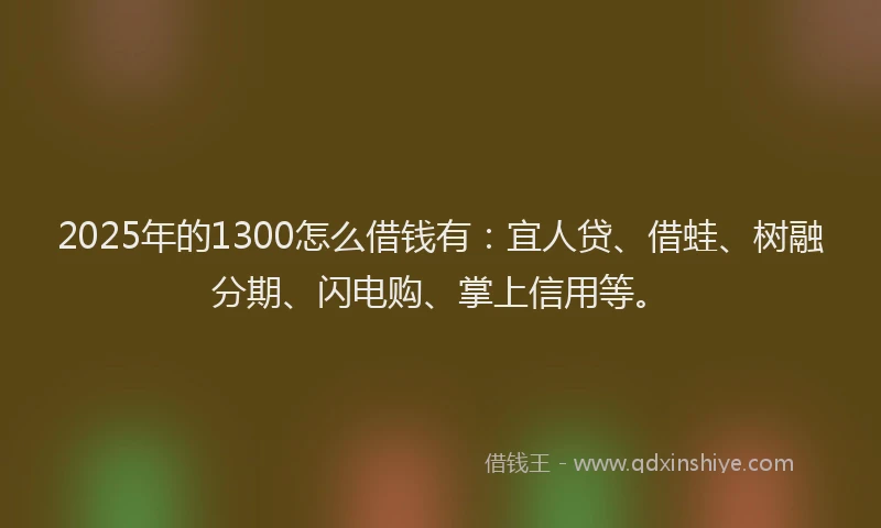 2025年的1300怎么借钱有：宜人贷、借蛙、树融分期、闪电购、掌上信用等。