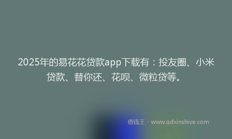2025年的易花花贷款app下载有：投友圈、小米贷款、替你还、花呗、微粒贷等。