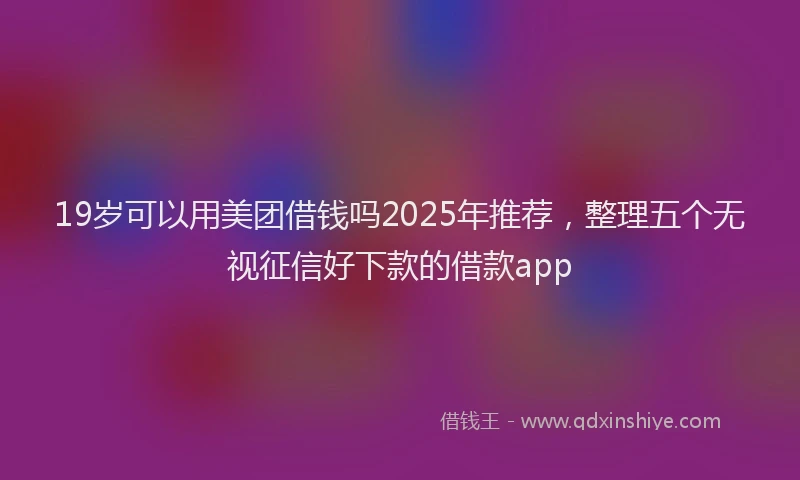 19岁可以用美团借钱吗2025年推荐，整理五个无视征信好下款的借款app