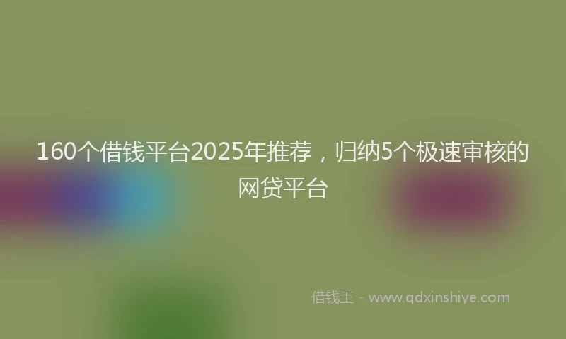160个借钱平台2025年推荐,归纳5个极速审核的网贷平台