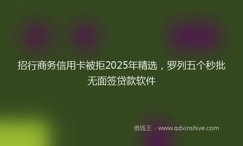 招行商务信用卡被拒2025年精选，罗列五个秒批无面签贷款软件