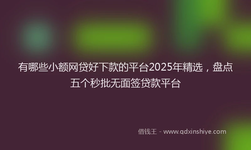 有哪些小额网贷好下款的平台2025年精选，盘点五个秒批无面签贷款平台