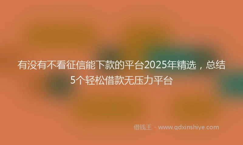 有没有不看征信能下款的平台2025年精选，总结5个轻松借款无压力平台