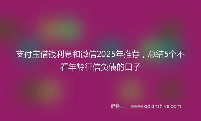 支付宝借钱利息和微信2025年推荐，总结5个不看年龄征信负债的口子